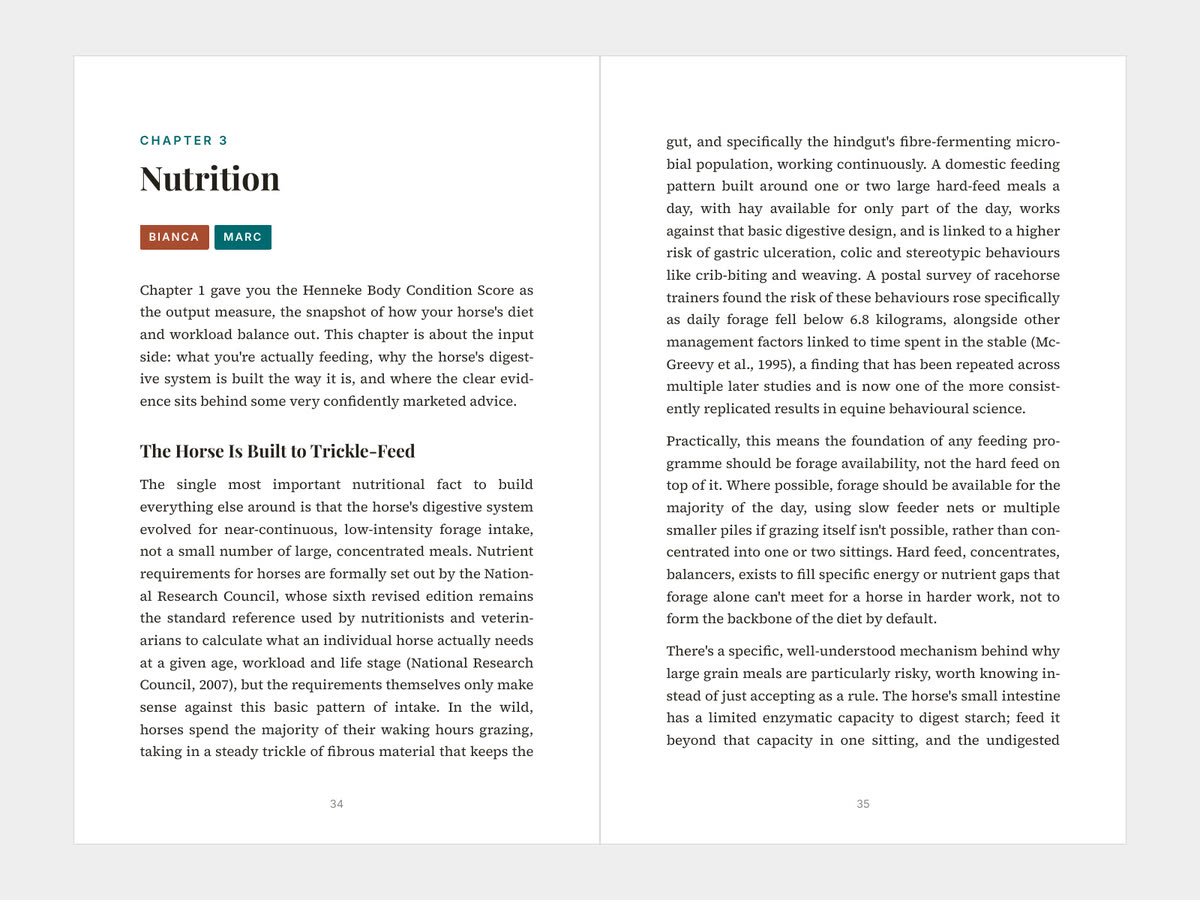 Opening pages of chapter 3, Nutrition, written by Bianca Rosier and Marc Beaussart