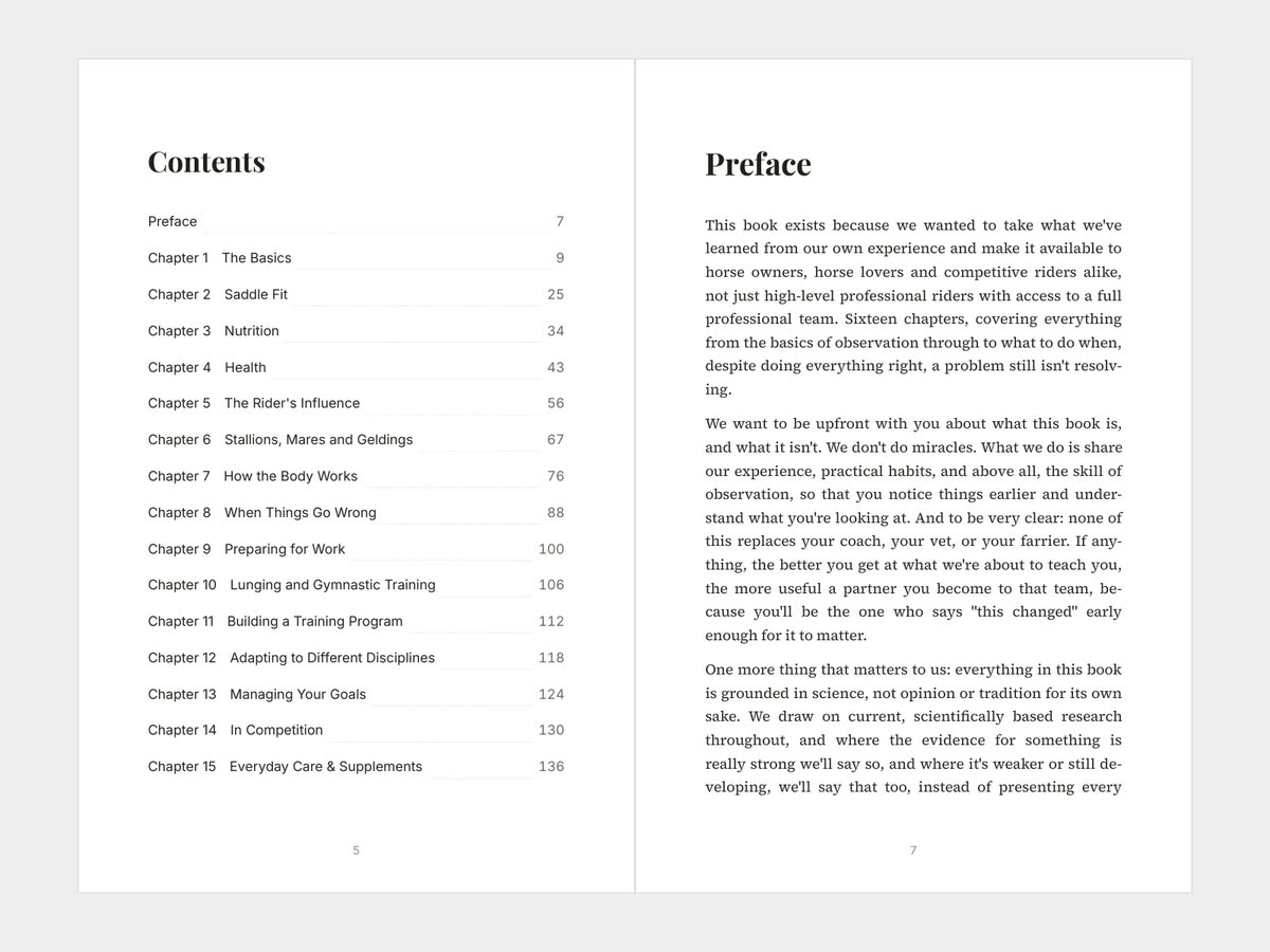 The contents page and the first page of the preface